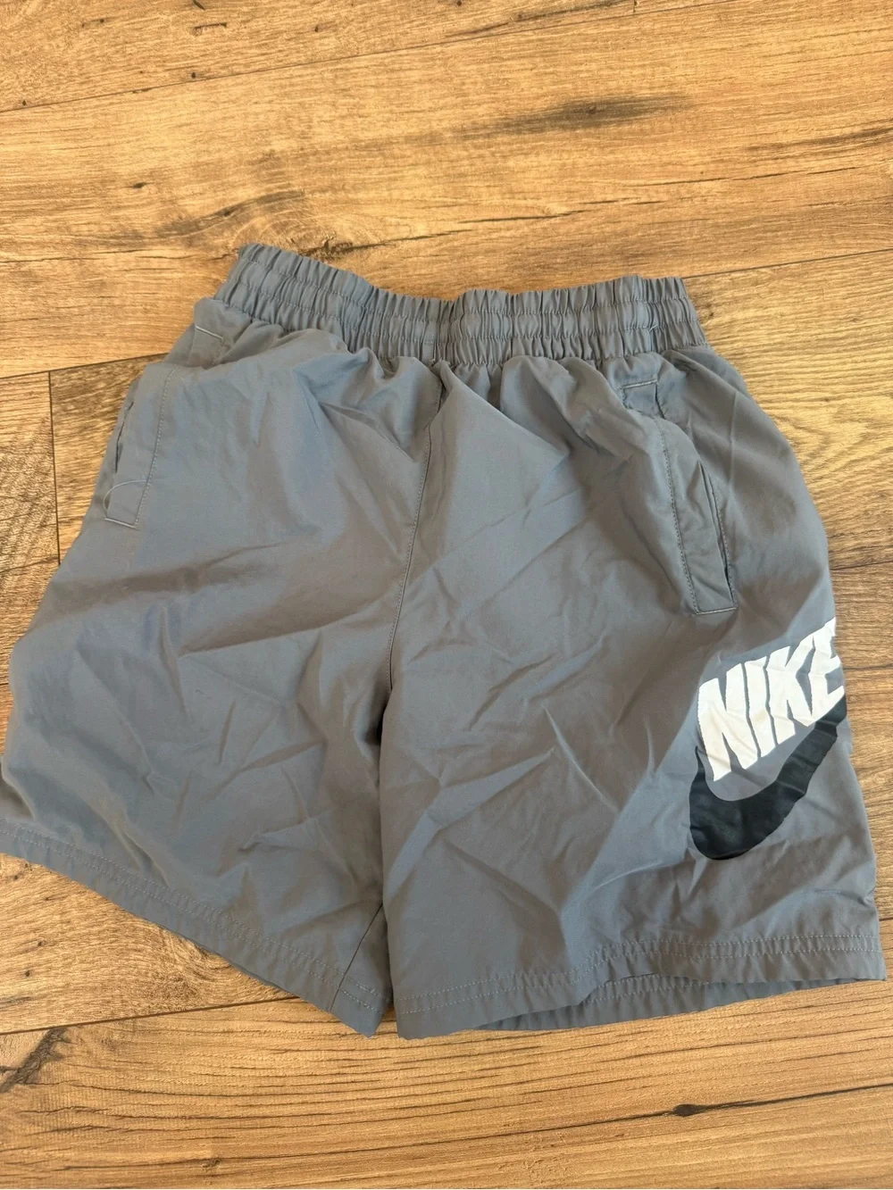 Nike Gray Kids Athletic Shorts with Large Logo